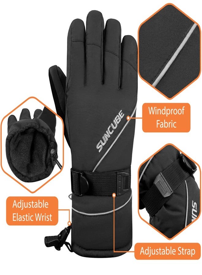 Suncube SUN CUBE Premium Ski Gloves Men, Waterproof Snow Gloves for Adults, Mens Snowboard Gloves & Skiing Gloves Winter Gloves for Snowboarding Cold Weather Warm Insulated Gloves Men Women (Black Medium) - Image 4